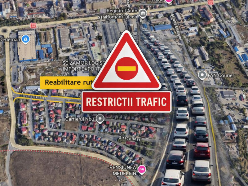 Atenție, șoferi! Restricții de trafic pe două străzi din Tulcea, lucrări în plină desfășurare