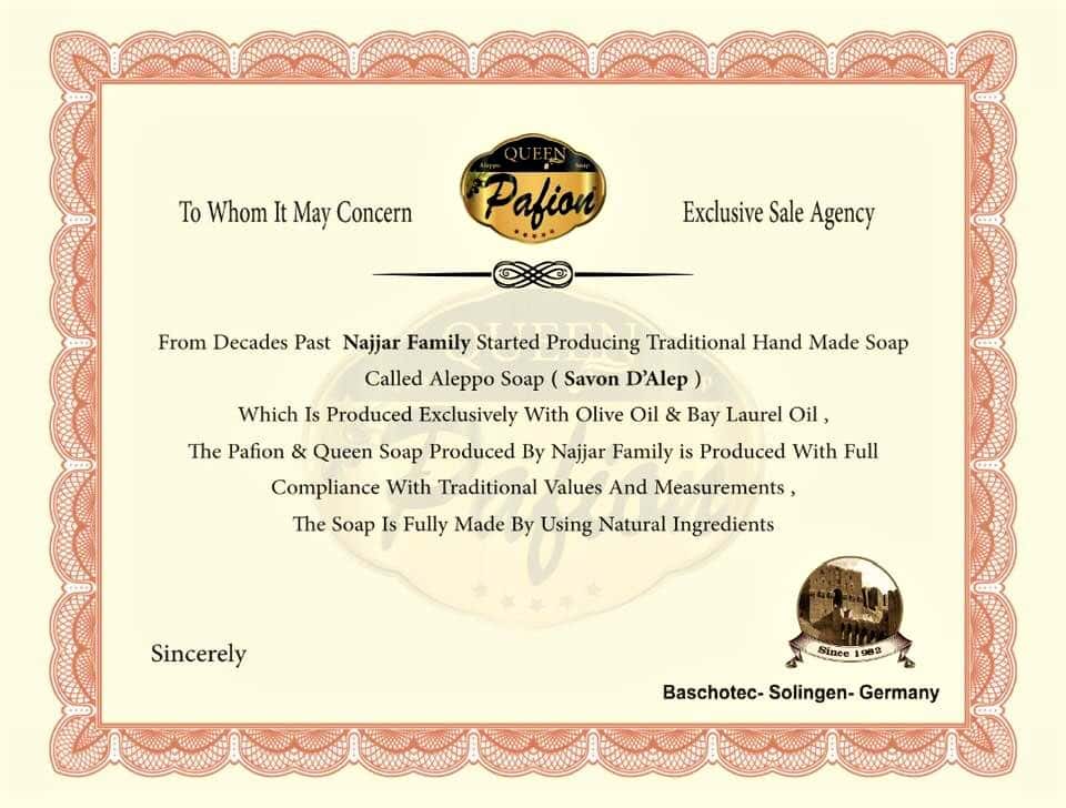 Zertifikat Alepposeife 2