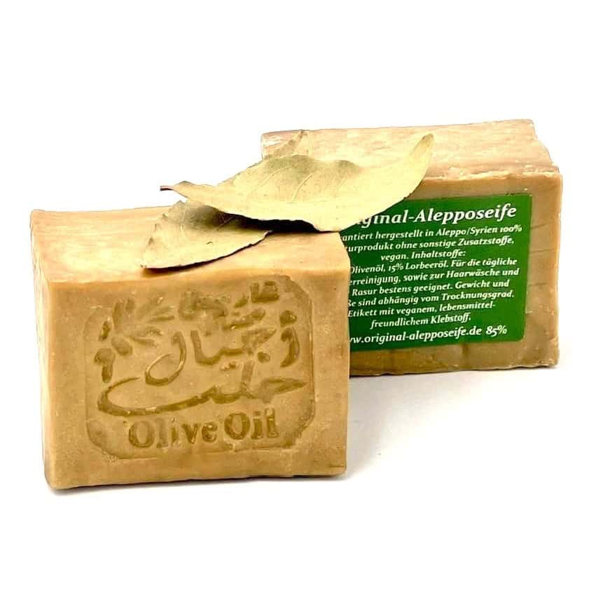 Alepposeife AJ15 - lange Reifezeit, über 6 Jahre - 85% Olivenöl/15% Lorbeeröl