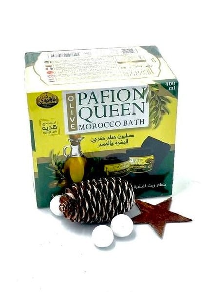 Schwarze Seife aus dem Maghreb - Hamamseife "Savon Noir"  mit Peelinghandschuh