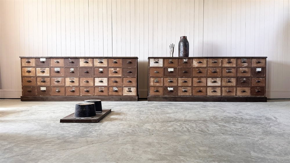 1930's Industrial Bank of Drawers - Image 6