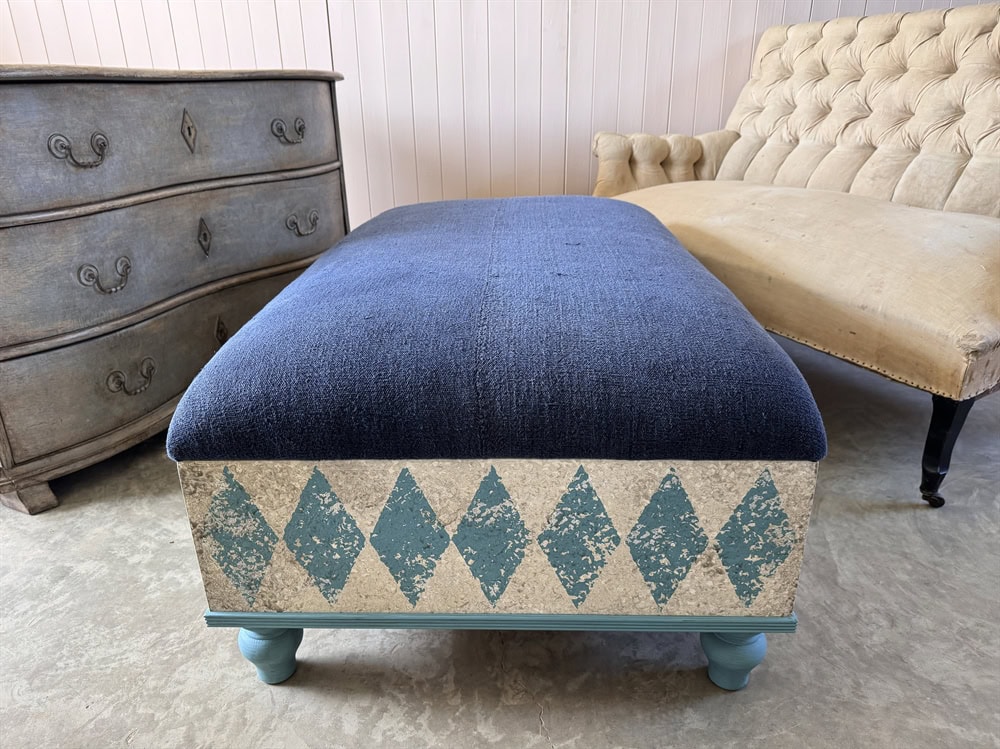 Blue Diamonds Bespoke Ottoman - Image 4