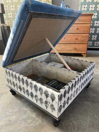 Harlequin and Kantha Footstool