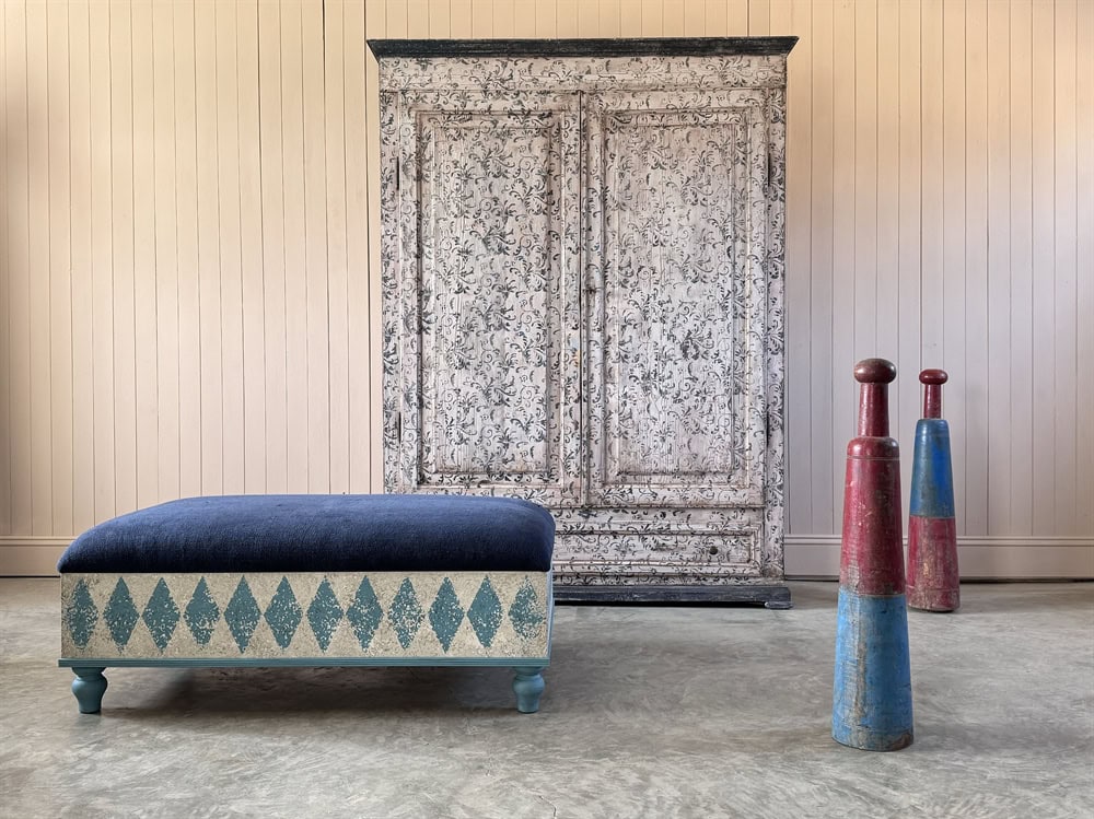 Blue Diamonds Bespoke Ottoman - Image 5