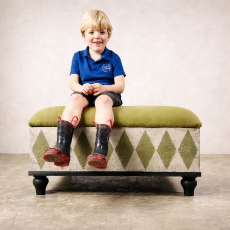 Green Harlequin Footstool