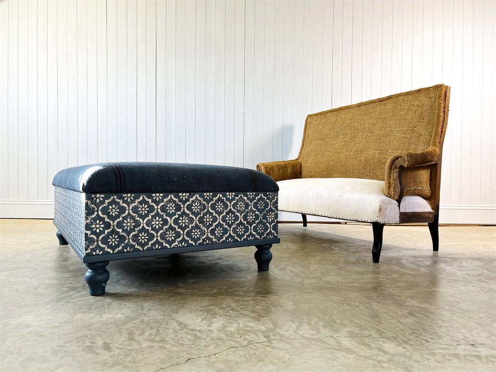 Italian Inspired Upholstered Ottoman - Image 5