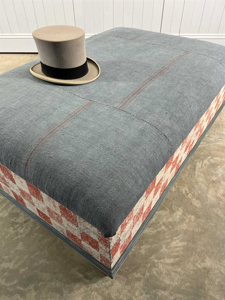 Red Checkered Ottoman - Image 4