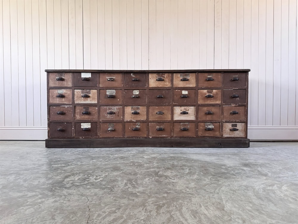 1930's Industrial Bank of Drawers - Image 9