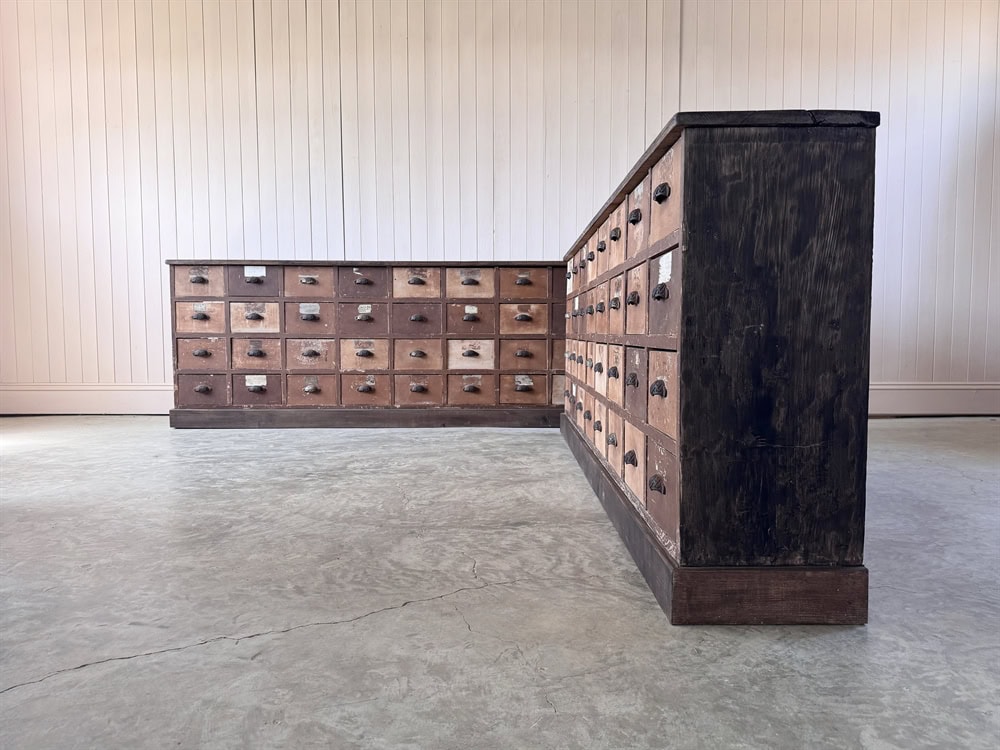 1930's Industrial Bank of Drawers - Image 4