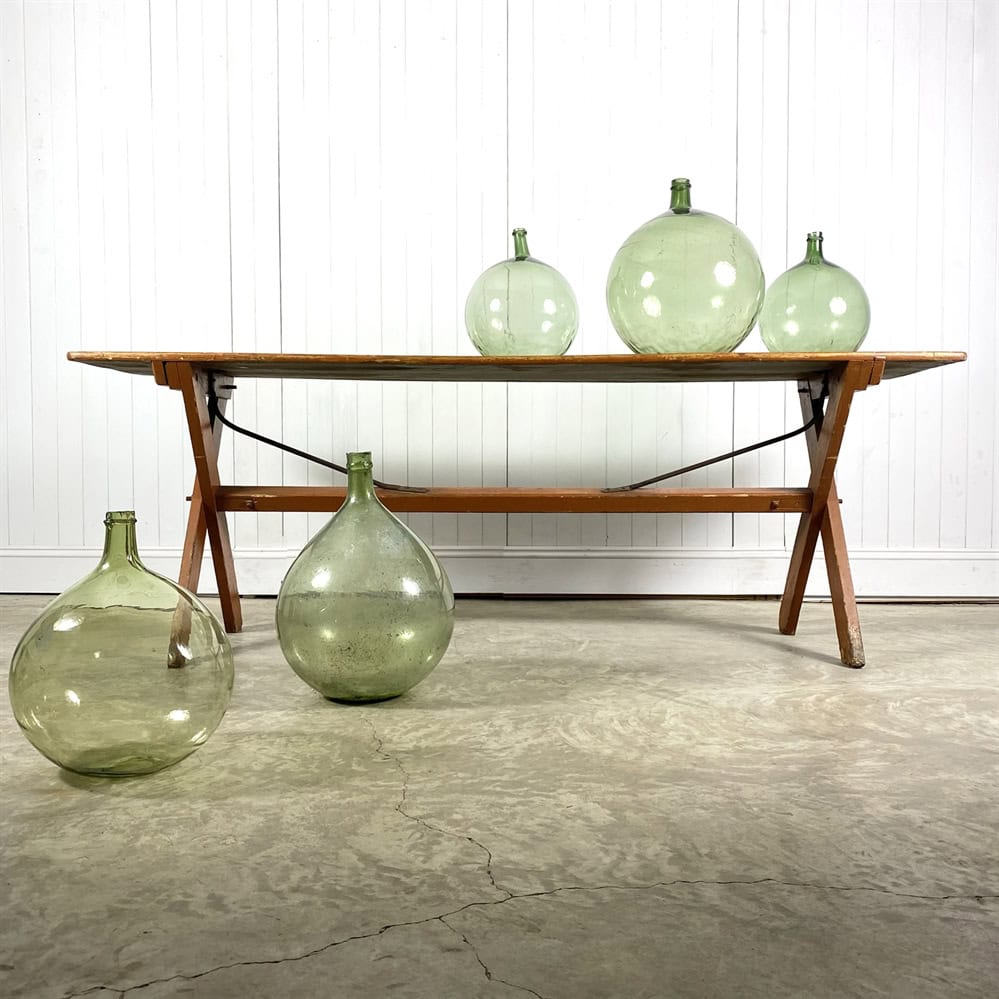 hand blown French wine bottles