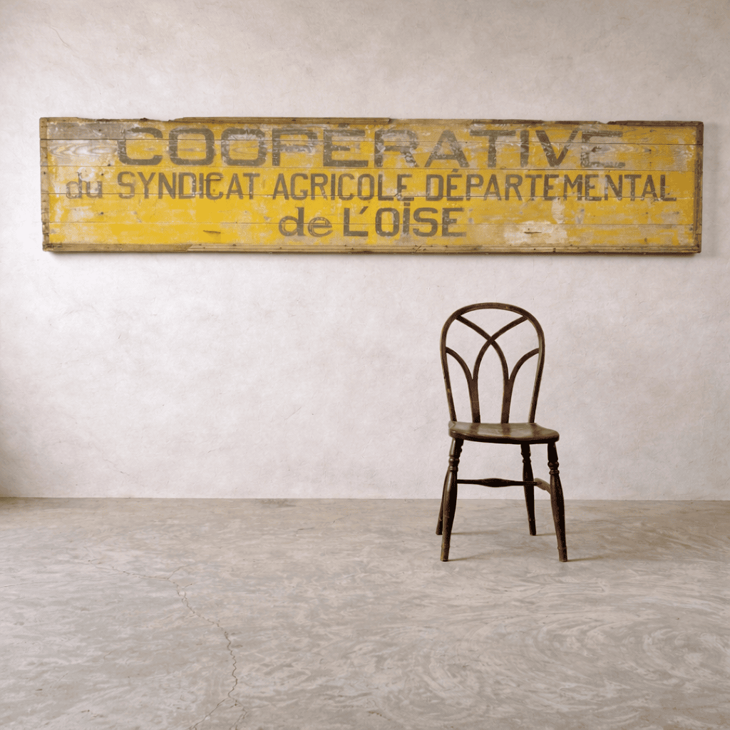 large antique French painted sign