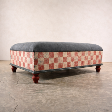 Red Checkered Ottoman