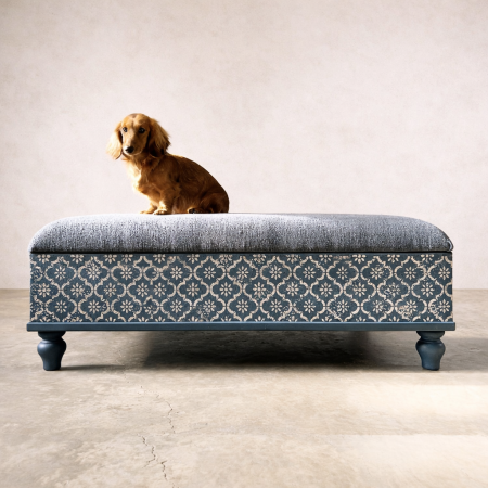 Italian Inspired Upholstered Ottoman