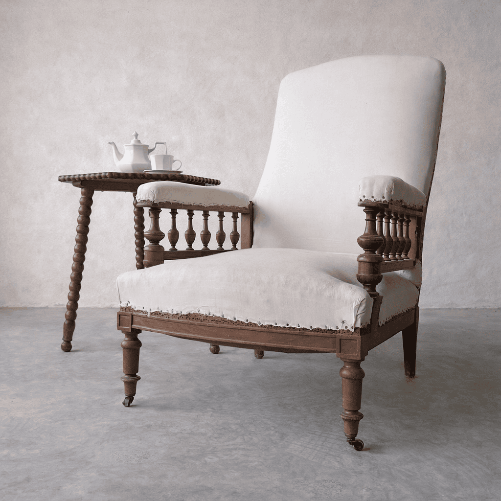 antique French open armchair