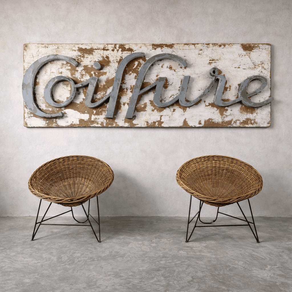 large vintage hair salon sign