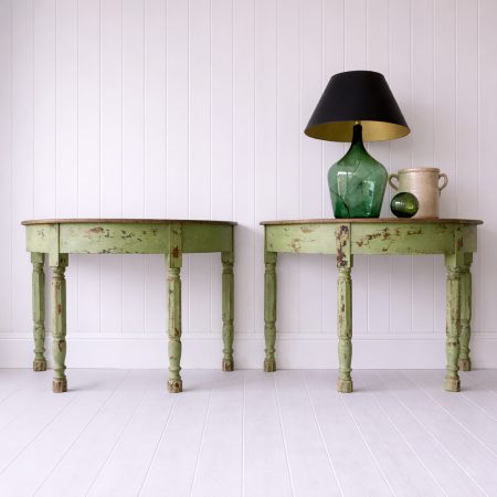 Pair of Antique Demi Lune Tables