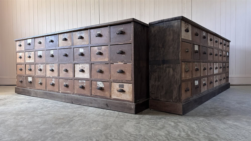 1930's Industrial Bank of Drawers - Image 10