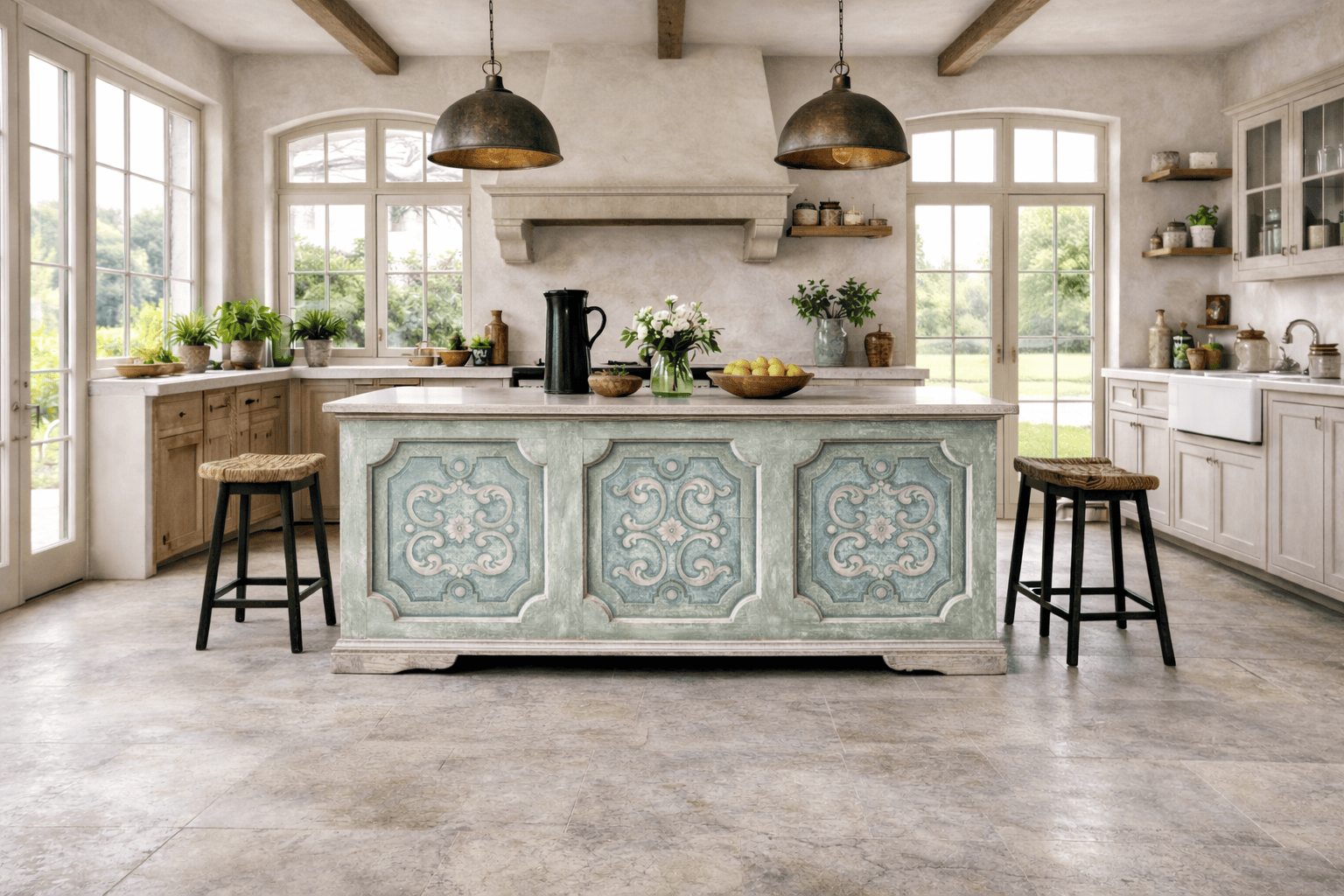 Italian Painted Kitchen Island - Image 12