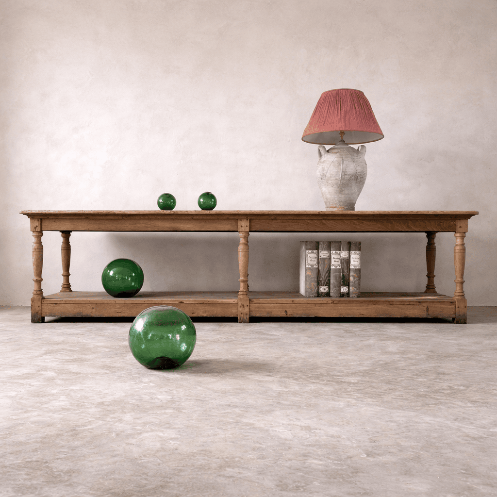 antique oak drapers table with natural patina