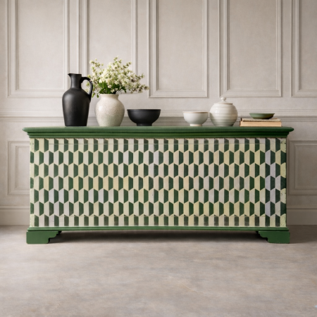 Bespoke Bancha Green Chevron Sideboard