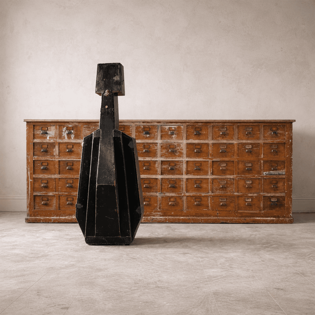 1930s industrial pine cabinet with vintage patina