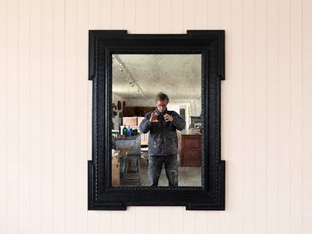 19th Century Italian Black Ripple Mirror