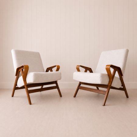 Pair of Czech Mid-Century Lounge Chairs Attributed to František Jirák