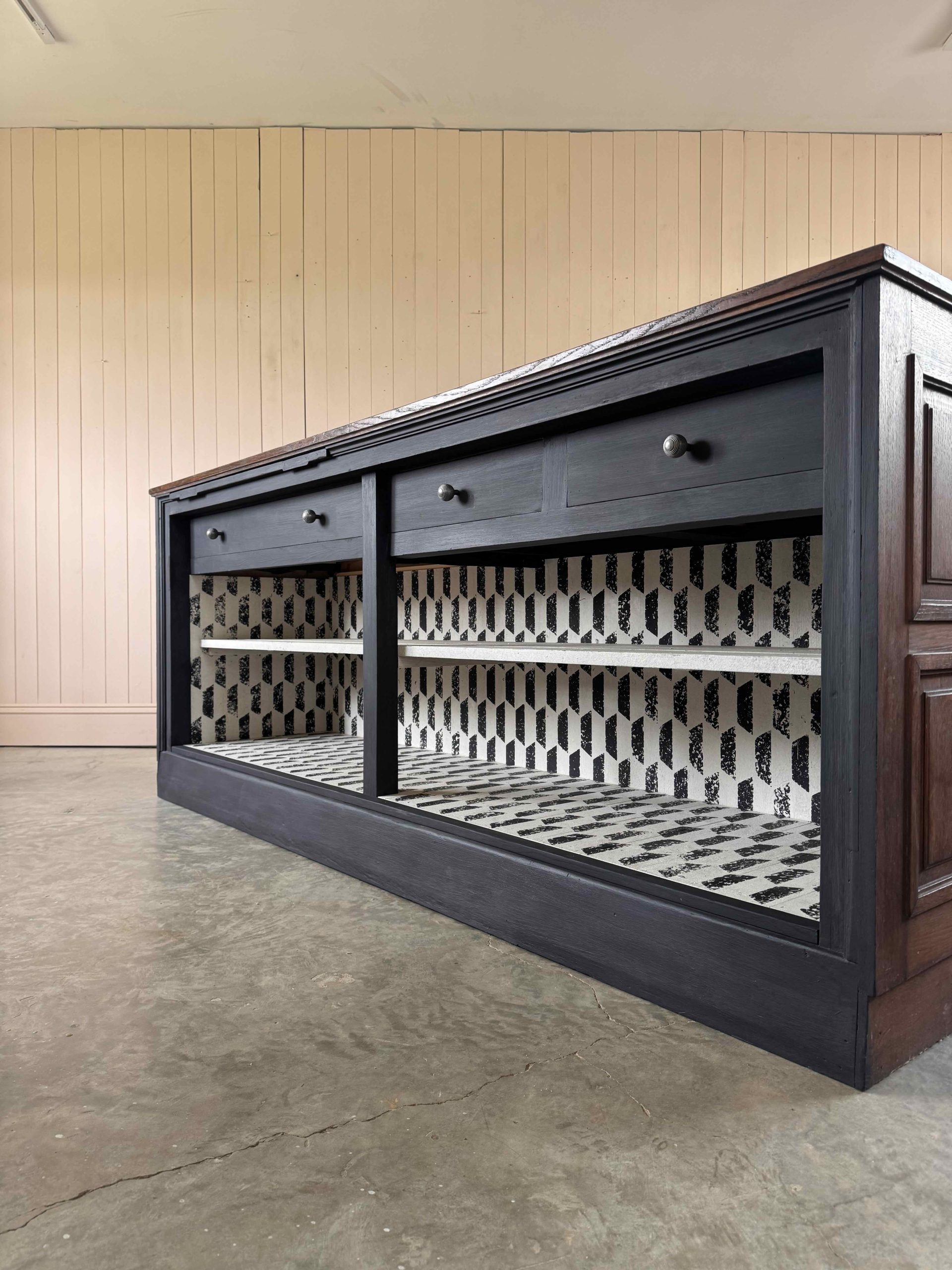 harlequin painted kitchen island