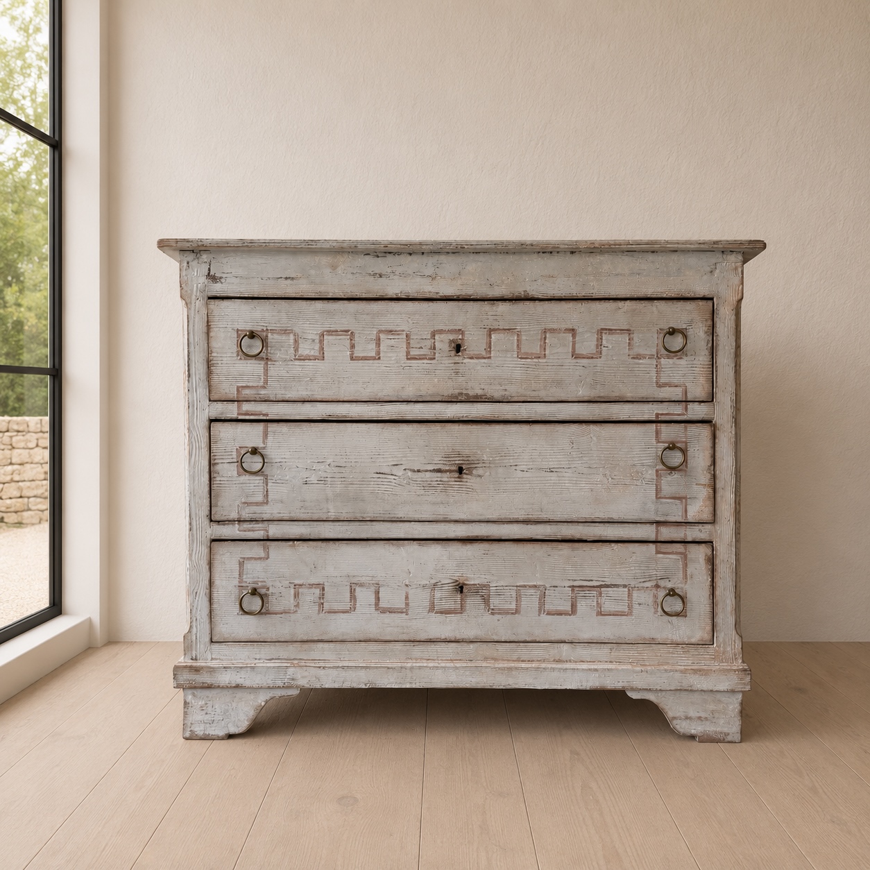 hand painted antique chest of drawers