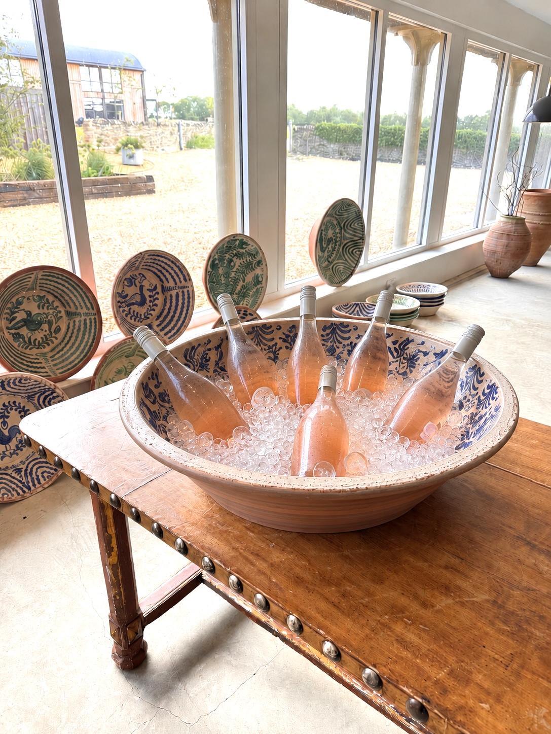 large decorative bowl as ice bucket
