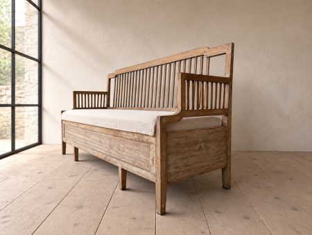 Late 19th Century Swedish Painted Pine Settle Bench