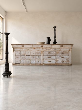Large 1920s French Painted Shop Counter with Drawers
