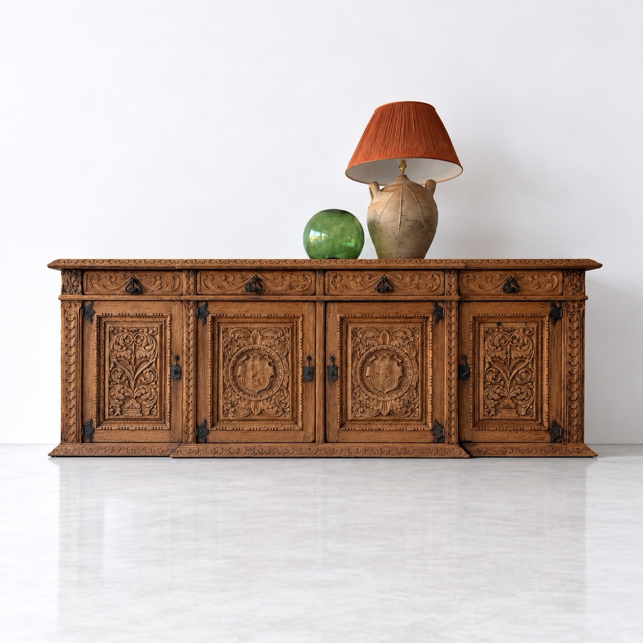 Mid-20th Century French Carved Oak Sideboard