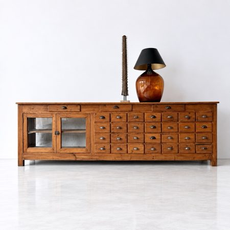 Large 1930s Pine Shop Counter with Drawers