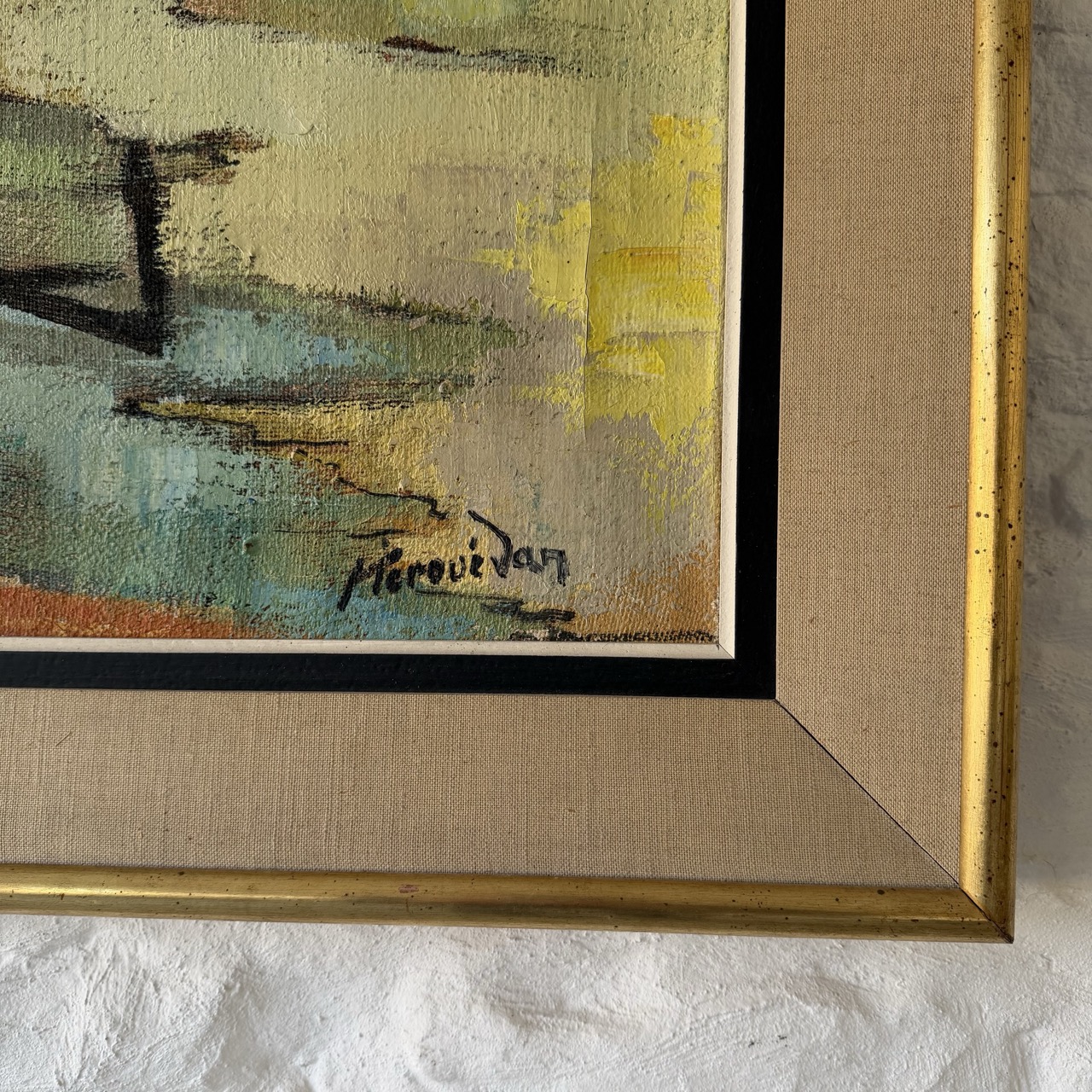 Large Mid-Century French Harbour Oil Painting - Image 7