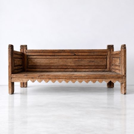 Large Antique Spanish Carved Wooden Bench – Circa 1800