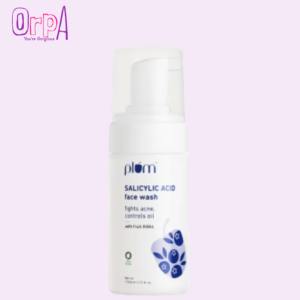 Plum 1% Encapsulated Salicylic Acid Foaming Face Wash Fights Active Acne, controls oil & deep cleanses pores with Glycolic Acid & Fruit AHAs All Skin Types Face Cleanser for Women & Men 110ml