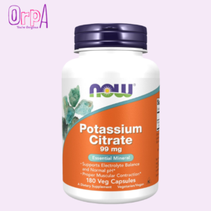NOW Potassium Citrate 99 mg, Supports Electrolyte Balance and Normal pH Essential Mineral 180 veg Capsules
