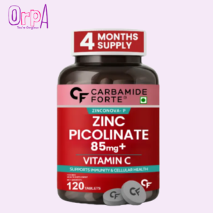 Carbamide Forte Zinc Picolinate with Vitamin C Zinc Supplements for Men with 100% RDA Zinc Immunity & Cellular Health Support – 120 Tablets