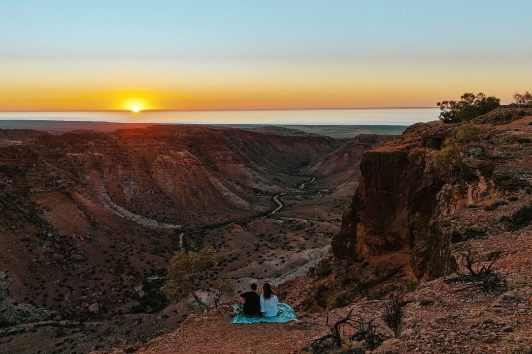 Beautiful sunrise views at Charles Knife Canyon, Exmouth