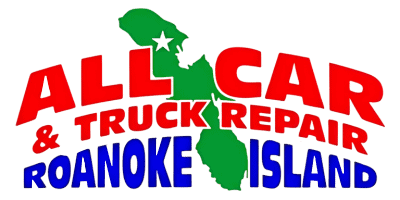 All Car & Truck Repair logo with Roanoke Island map.