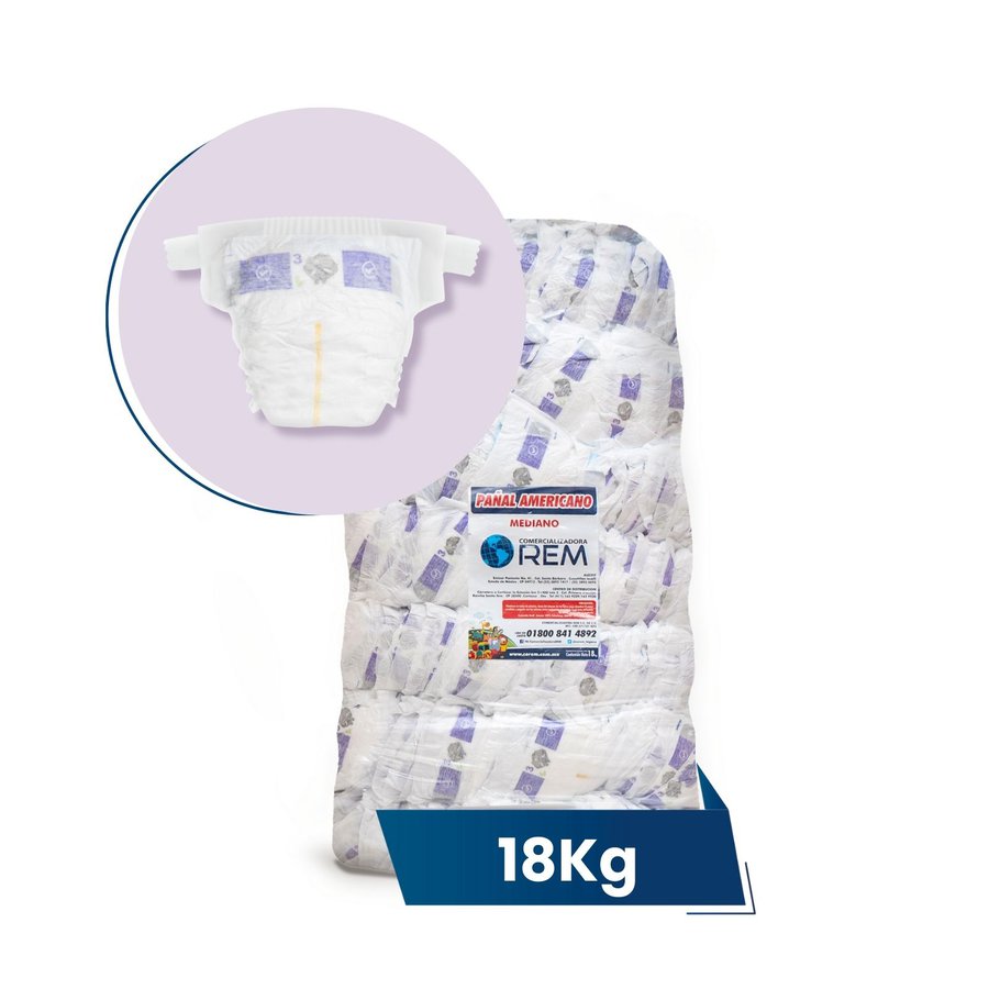 Pañal Americano Desechable para Bebe - 18kg - Disponible en todas las etapas
