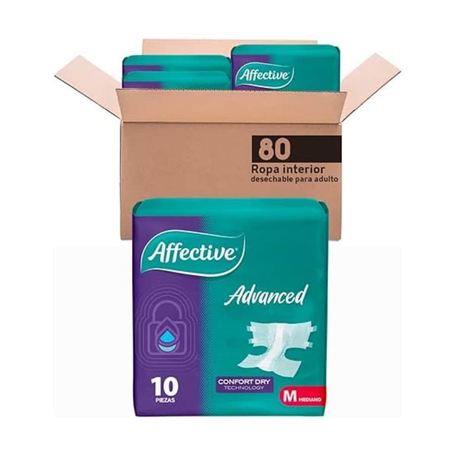 Pañales para Adulto, Affective Advanced, Unisex, Talla Mediano, 80 Piezas
