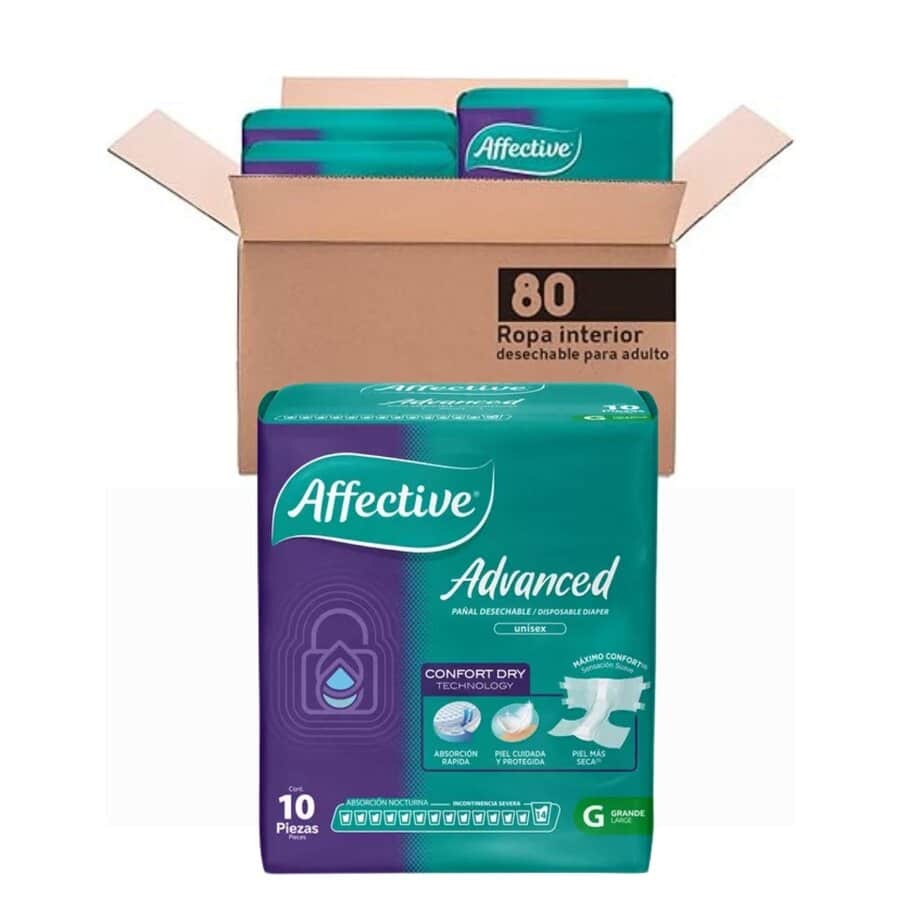 Pañales para Adulto, Affective Advanced, Unisex, Talla Grande, 80 Piezas