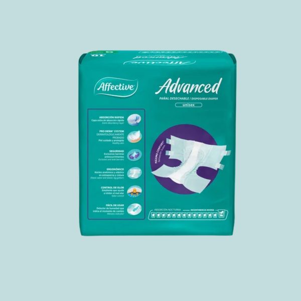 Pañales para Adulto, Affective Advanced, Unisex, Talla Grande, 80 Piezas