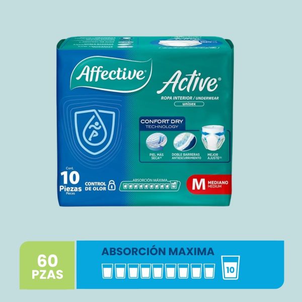 Ropa Interior para Adultos, Affective Active, Unisex, Talla Mediano, 60 Piezas