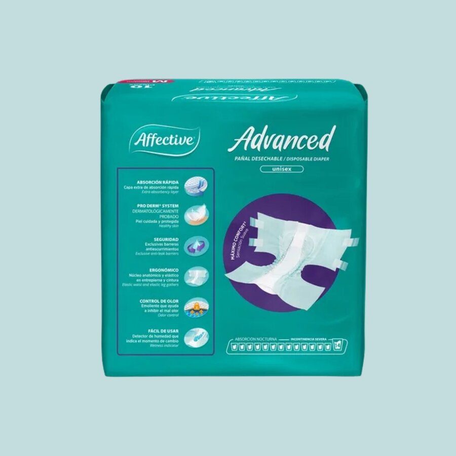 Pañales para Adulto, Affective Advanced, Unisex, Talla Mediano, 80 Piezas