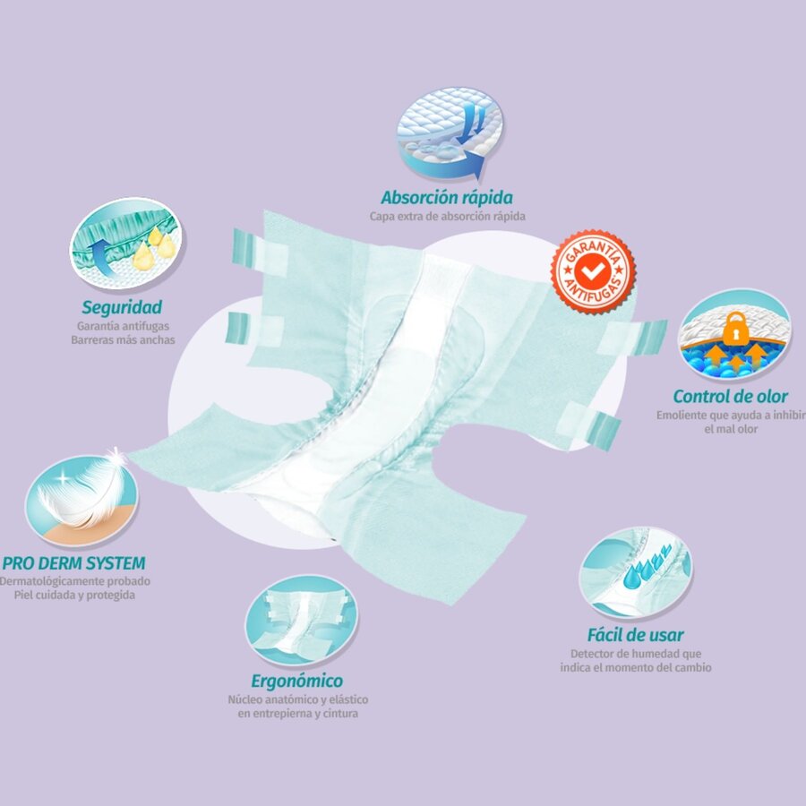 Pañales para Adulto, Affective Advanced, Unisex, Talla Mediano, 80 Piezas