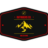 Outriders Co. logo featuring mountain peaks and outdoor adventure theme.