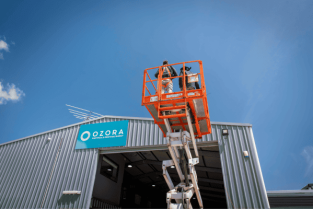 Ozora warehouse solar panels and battery storage installation